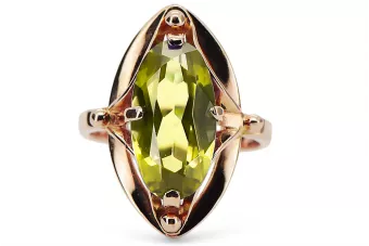 Anillo Vintage Peridoto amarillo Oro rosa antiguo original de 14k vrc047r
